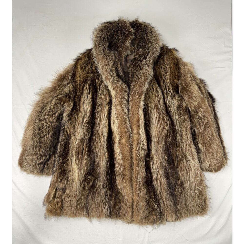Vintage 1950s Morris Hessell NY authentic Fur Coat Size S/M Collar Western Glam